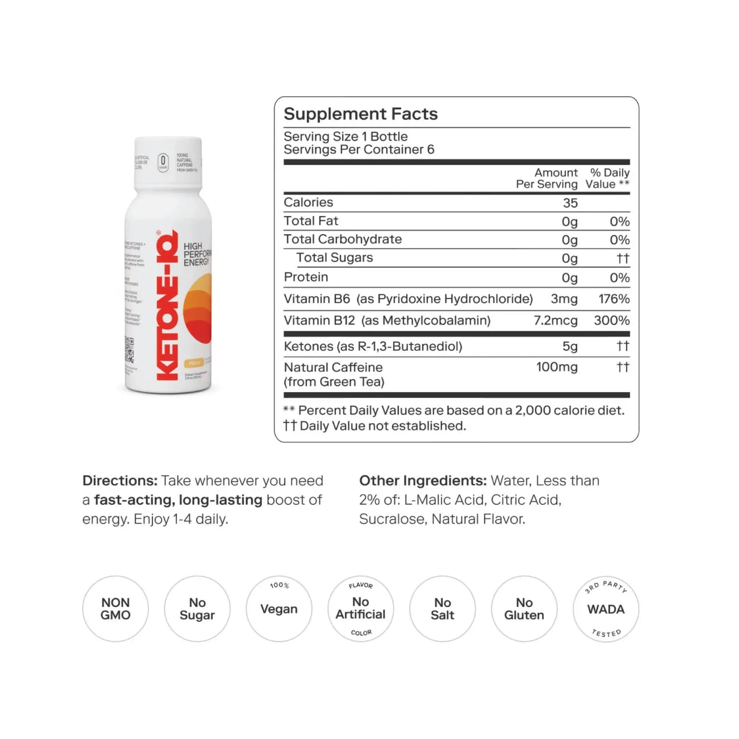 Bebida KETONE IQ Melocotón Cafeina